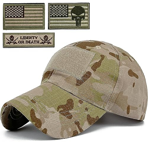 Masktide Mens Camo Baseball Hats with American Flag USA Patch Tactical Operator Patriotic Caps US Army Military OCP Ball Hat, Desert-lg, One Size