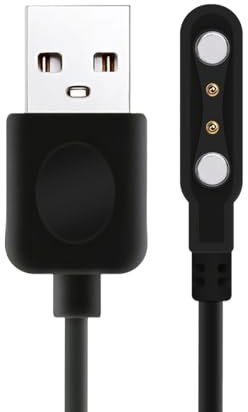 Smart Watch Ladekabel, Universal Magnetisch SmartWatch Zubehör Ladekabel 2 Polig Kabel, Ladegerät Kontakt Pitch Abstand 4 mm (Schwarz)