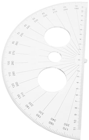 HOODANCOS Plastic Degrees Protractor Half Circle Geometry Tool for Accurate Angle Measurement Multi-Function Ruler for School and Office Use and Portable Design