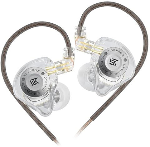 Linsoul KZ EDX Pro X Écouteurs intra-auriculaires, pilote dynamique unique, moniteur intra-auriculaire HiFi avec forme ergonomique, écouteurs de jeu filaires, câble amovible pour audiophile (sans
