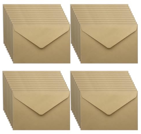 UMCHU 40 Stück C6 Kraftpapier Umschläge,Klassische Umschläge,Briefumschläge mit spitzer Klappe,für Gruß- und Glückwunschkarten, Einladungskarten(gelb-braun)