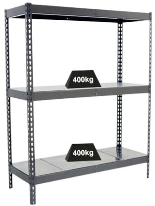 PROREGAL Schwerlastregal Big Metal YETI Three | HxBxT 200x180x60cm | Fachlast 400kg | Grau | Regal Standregal Werkstattregal Lagerregal Kellerregal