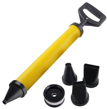 ONLISUM Pistola de juntas para mortero con 4 boquillas, 1 pistón de goma de repuesto, pistola de mortero, pistola de mortero, bomba de mortero manual con accesorios, jeringa de mortero para