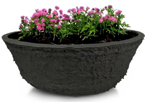Macetero sostenible como maceta alta podrible en 30 cm – Maceta redonda en color negro de papel maché disolvente – Cuenco biodegradable para urnas y tumbas