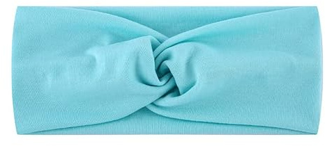 PTNKUIIY Confezione da 5 fasce per capelli da donna, in tinta unita, larghe, per allenamento, yoga, accessori per capelli da donna, in morbido cotone, fascia larga, colore azzurro