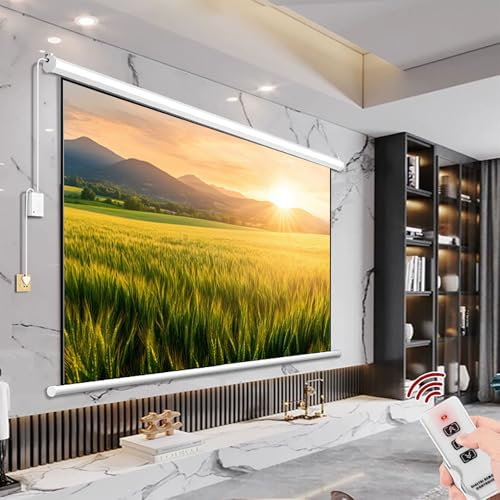 Pantalla De Proyector 60/72 Pulgadas, Pantalla De Proyección Portátil para Interior Y Exterior, Tela Proyector Retráctil Y Enrollable, Ángulo De Visión Amplio De 170°(72-16:9)