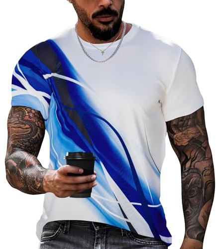 Voqeen Camisetas Manga Corta Hombre Cuello Redondo Camiseta Estampada Blusas Regular Fit Mangas Cortas T-Shirts Casual Verano Camisas Ligero Running Workout Camisetas Deporte para Vacaciones