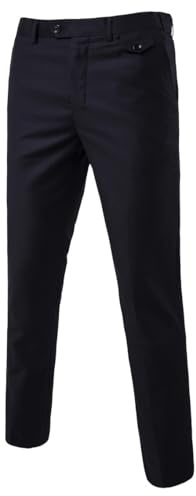 nicticsi Pantalon de Costume pour Homme Slim Fit Pantalon Droit Pantalon Business de Couleur Unie Pantalon d'Été Confortable Décontracté Pantalon Élégant Pantalon Coupe Classique A Noir XL