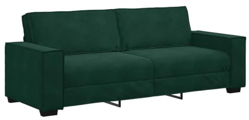 vidaXL Canapé à 3 Places Vert foncé 220x78x84 cm Velours, canapé, canapé Trois Places, canapé 3 Places en Velours, Divan, canapé en Velours