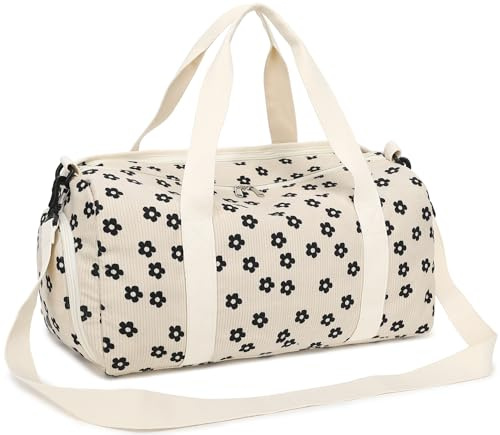 LOIDOU Sporttasche Reisetasche Frauen Mädchen Jungen Sporttasche mit großem Schuhfach Nassfach Sport Reisetasche Trainingstasche Schwimmtasche für Reise Gym Yoga (Schwarz kleine Blume)