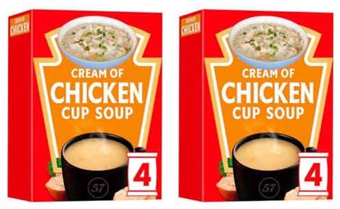 Cream of Chicken Instant Cup Soup (4 X 17g) X 2 Pack, Low Fat, No Added MSG, No Artificial Colours or Preservatives