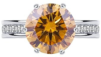 5ct Moissanite diamantringar for kvinnor D-färg VVS1 förlovningsringar grön/gul/röd Moissanite vigselringar med certifikat(Yellow,10)