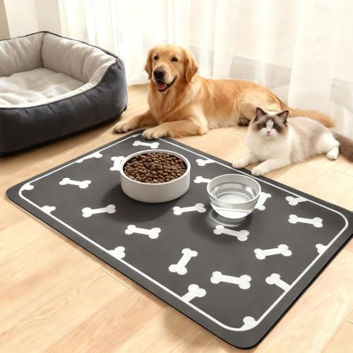 EXIN DECHEN Tapis de Bol Chiens Et Chats Antidérapant 60x40 cm