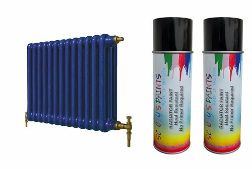 Radiator Aerosol Spray Paint Heat Resistant To 100ºC - Quick Air Drying No Primer Needed anti rust moisture resistant Metallic and Solid Colours (1 Dark Blue Metallic)