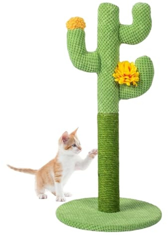 Torre Gratta Cactus Cat – Albero Di Arrampicata Interattivo, Paletti Da Gratta Riutilizzabili, Base Di Gioco Portatile Per Costruzione E Equilibrata | Strumento Di Attività Affidabile Per Gatti