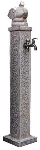 Freestanding water hydrant Garden Water Column with Double Brass Water-tap, Outdoor Garden Water Fountain Pillar Stable and Tip-over Resistant for Exterior Patio Backyard and Lawn(Size:123cm/48in)