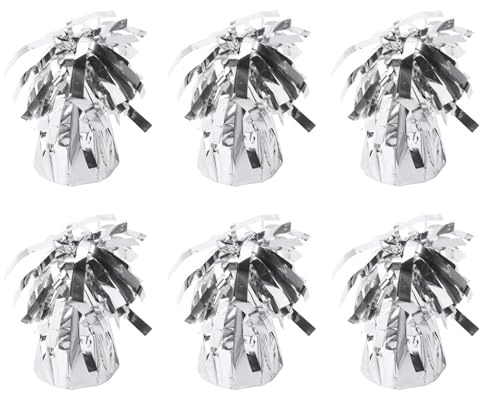 Semme 6 St Metalliska Ballongvikter Aluminiumfolie Ballongankare 140g Vardera med Diskret Toppring för Bröllopsfestdekorationer (Silver)