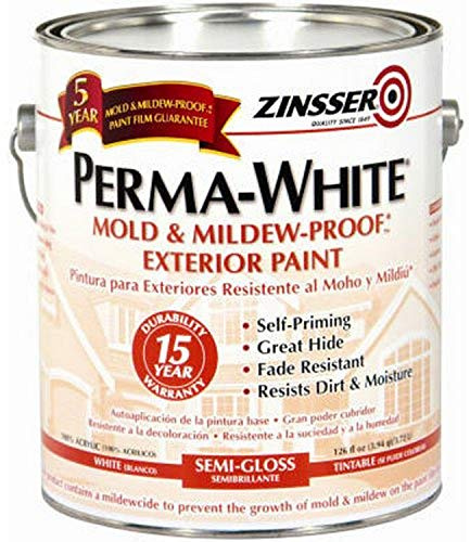 Zinsser 3131 Perma-white Mold & Mildew-proof Exterior Paint, Semi-gloss, 1-gal