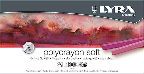 LYRA Polycrayons Soft - Estuche 12 tizas artísticas de alta suavidad, dimensiones 7 cm x 1 cm cada una, colores intensos