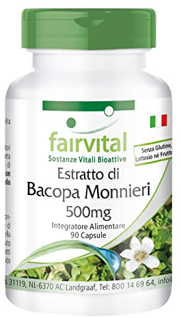 Fairvital | Bacopa Monnieri Extract 500mg, Brahmi, Vegan, Without Magnesium Stearate, 90 bacopa Capsules