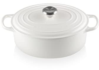 Le Creuset 21178291302430 Gusseisen oval Auflaufform 5 qt. wei SS KNOB, LS2502-2916SS, weiß