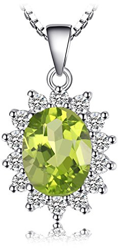 JewelryPalace Oval Cut 2.2ct äkta Peridot Prinsessan Diana Kate Middleton Halsband Hängsmycke, Smyckeset Grönt, Halsband Damer Silver 925 Collier ädelsten Flicka, Halsband För Kvinnor Gåva 45cm