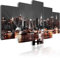 B&D XXL Acrylglasbild New York 200x100 cm 5 Teilig Wandbild auf Acryl Glasbilder Kunstdruck Moderne Acrylglas Platte Wanddekoration Geschenke Heimdekoration Glasbild Skyline Architektur Night