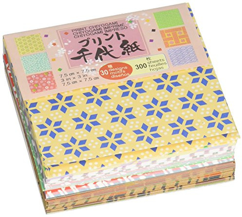 Aitoh PC3-300 Mini Print Origami Paper, 3-Inch by 3-Inch, 300-Pack,Assorted,Large