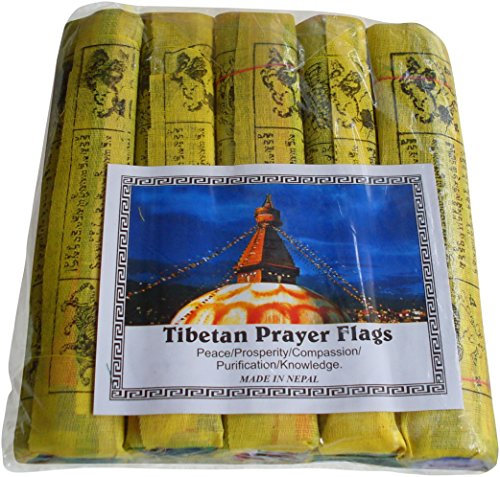 Nepalesische, tibetische Buddhisten-Wimpelgirlande, aus Baumwolle, Fairtrade, 5 Girlanden mit je 25 Gebetsfähnchen pro Kette, 22 x 16 cm