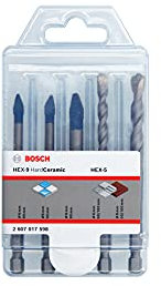 Bosch Accessories Coffret de 5 forets HEX-9 HardCeramic + HEX-5 (Carrelage dur, Béton, Ø 6/8 mm, Accessoires pour perceuses à percussion) - Amazon Edition