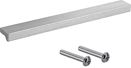 Gedotec Möbelgriffe aus Aluminium | 1 Stück Türgriffe für Schränke - Edelstahl Optik inkl. Befestigungsmaterial | ANGLE 0077 | LA: 128 mm | Griffe für Küchenschränke Schrankgriffe Griffe Möbel