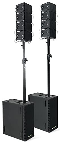 Pronomic V-Array Compact-Twin Set - Aktives PA-System mit 1280 Watt (RMS) - Geeignet bis ca. 200 Zuhörer - 2X Subwoofer mit je 2X 8 Lautsprecher - 8X Topteil mit je 4 Lautsprecher + Hochtöner