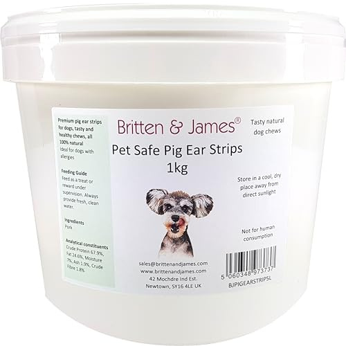 Pig Ear Strips for Dogs (1kg tub) by Britten & James