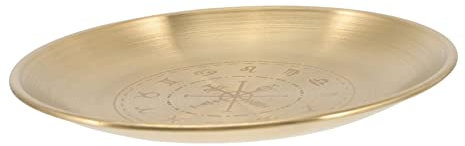 Cabilock Candelabro De Mago Chamán Plato De Vela De Altar Bandeja De Vela De Altar Titular De Incienso Placa De Vela De Metal Bandeja De Pentagrama Tarot Anticuado Cobre Pequeñas Cosas
