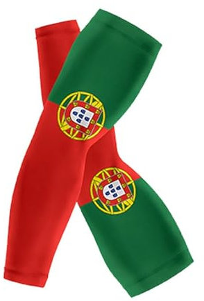 KOOMAL 1Pairs Sports European National Flag Arm Sleeves, Unisex Arm Protection Cooling Ice Silk Arm Covers for UEFA European Football Championship World Cup (Portugal)