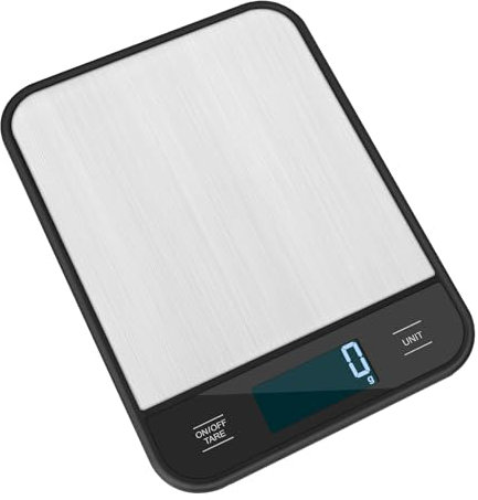 QL Bilancia Cucina Digitale,10KG Bilancia di Precisione con Piattaforma In Acciaio Inox,Gancio Retrattile,Grande Display LCD,7 Unità e Funzione Tara,Nero