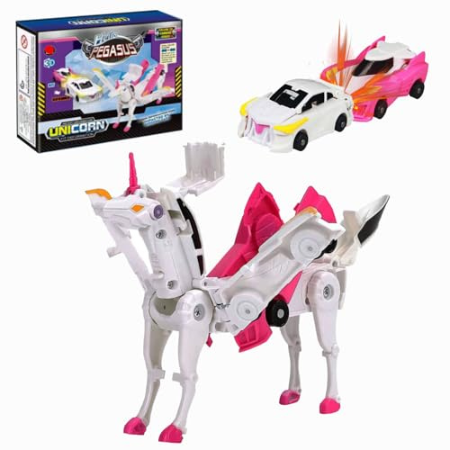 Felly Unicorno Trasforma Macchina Giocattoli, Unicorno 2 pezzi Auto Robot Giochi Bambini Bambino Bambina 2 3 4 5 6 7 8 anni, Natale Giocattolo Regalo per Ragazzi Ragazze, Rosa