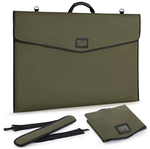 WISEPRO A1 Portfolio Case with Flap Closure & Dual Zippered Pockets (25x37) -Soft-Sided, Waterproof PVC-Coated, Artwork Painting Folder Bag, Carrying Storage Bag for Canvas Paintings & Mounted Art