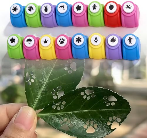 16 piezas de perforador de papel mini: perforador de motivos, perforador, perforador estable para papel de manualidades, perforador redondo, perforador de motivos para DIY, álbum de fotos