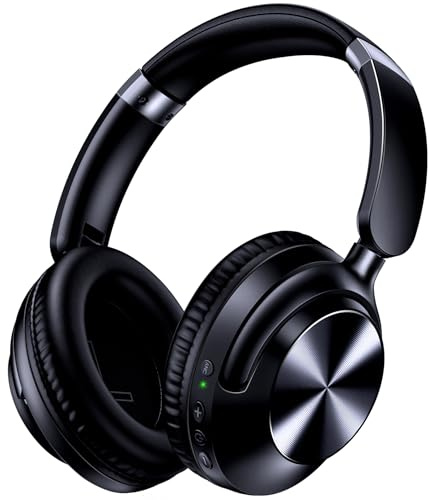 TAGRY Hybrid Active Noise Cancelling Headphones 100H Playtime Wireless Over Ear Bluetooth Headphone with Fast Charging Hi-Res Audio Comfort Earcups Headsets for Travel Home Office Phone PC Dark