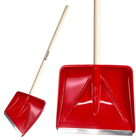 Crisalide® Badile Neve con Manico in Legno 135 cm – Pala in ABS con Bordo Protettivo in Alluminio 45x38 cm – Pala per Neve, Foglie e Detriti – Leggera e Resistente