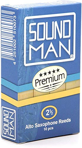Soundman® Blättchen für Altsaxophon - 10 Rohrblätter für Saxophon - Schachtel à 10 Stück - Stärke 2,5