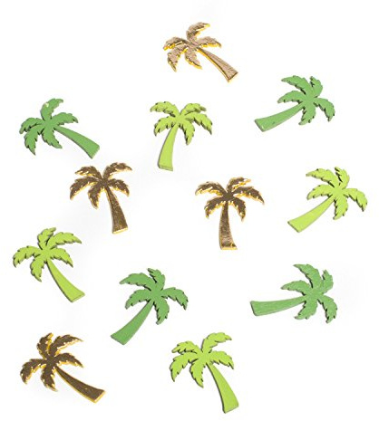 Artyfêtes Générique - 12 Palmiers Bois Verts ET Or 3 X 4 CM