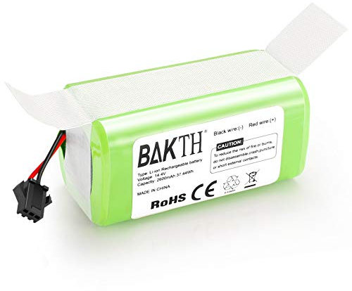 BAKTH Batteria di Ricambio Li-ion 2600mAh 14.4V per Ecovacs Deebot N79 N79S DN622, Compatibile con Eufy RoboVac 11, 11S, 11S MAX, 12, 15C, 15C MAX, 15T, 30, 30C, 30 MAX, 35C