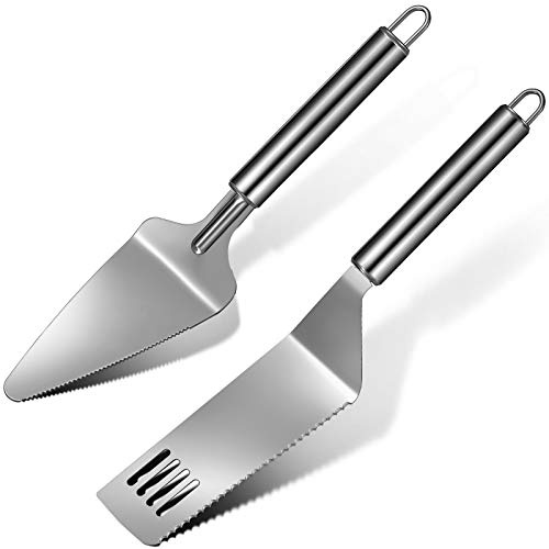 Patelai 2 Pieces Pie Server Set Multi-function Stainless Steel Cake Spatula Knife Stainless, Cake Spatula for Pie Lasagna Cutting (Packing Enhanced Version)