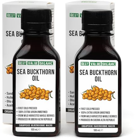 2 Pack - Siberian Sea Buckthorn Seed Oil | 100% Natural Extra Virgin Cold Pressed 2x100 ml / 6.8 fl oz (2 bottles) | Unrefined Raw No-GMO Vegan | Premium Food Grade | Cooking, Salads or Skin Care