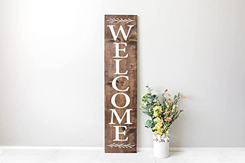 Aperiy Porch Welcome Sign, cartello verticale in legno, segno di benvenuto della fattoria, cartello verticale di benvenuto in legno, per portico anteriore, decorazione per la casa, 40,6 x 10,2 cm