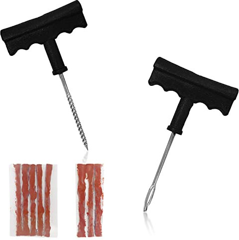 ZWZNBL 2 Strumenti per la Riparazione di Pneumatici tubeless, 8 Strisce per la Riparazione dei Pneumatici, Kit di Attrezzi manuali per riparazioni di Emergenza, Adatto per Auto, Moto e Biciclette