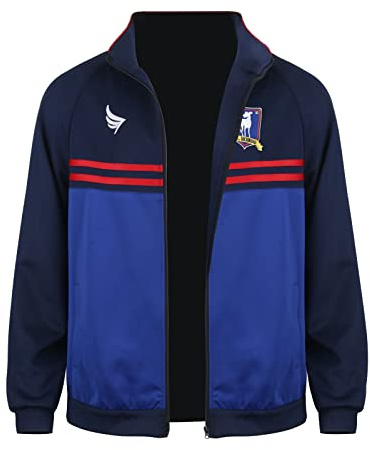 Funhoo Ted Giacca Sportiva Jacket Cappotto Jason Sudeikis Track Suit Blu da Uomo Allenatore di Calcio (XL, Blu)