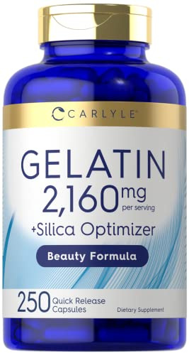 Carlyle Gelatin Capsules | 2160 mg | 250 Pills | with Silica Optimizer | Non-GMO, and Gluten Free Supplement